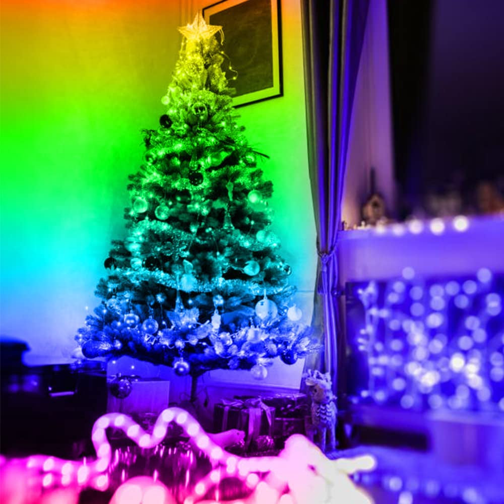 Battery Powered LED Strip Lights 13.2Ft, LED Lights Battery Operated Color Changing Music Sync App Remote Control RGB USB Led for TV, Party, Room Decoration