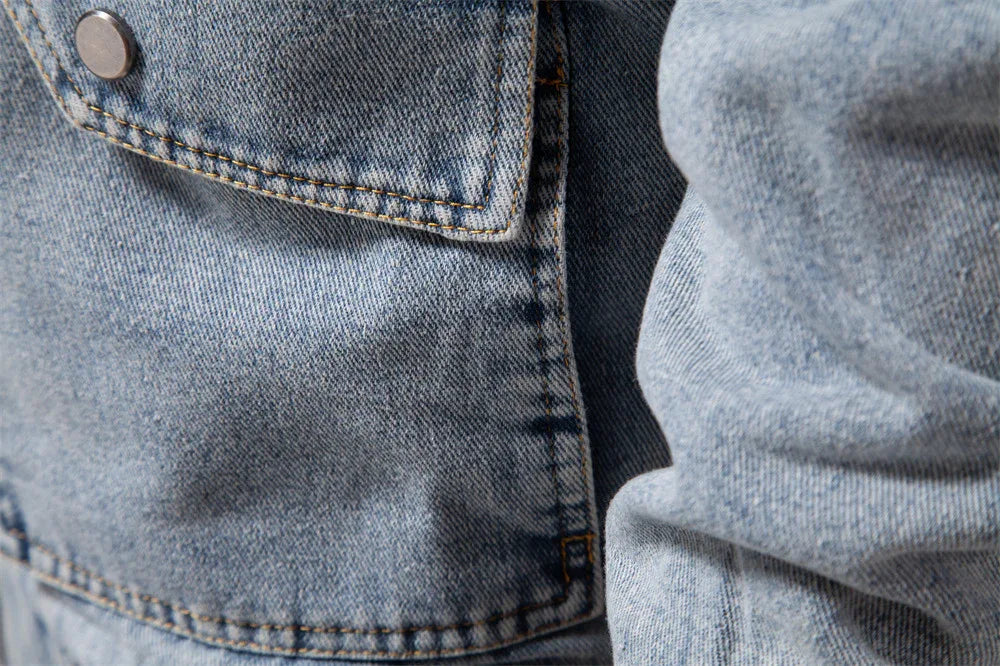 Men's Plush Denim Jacket In European Size - Dazzling Beauty Solution