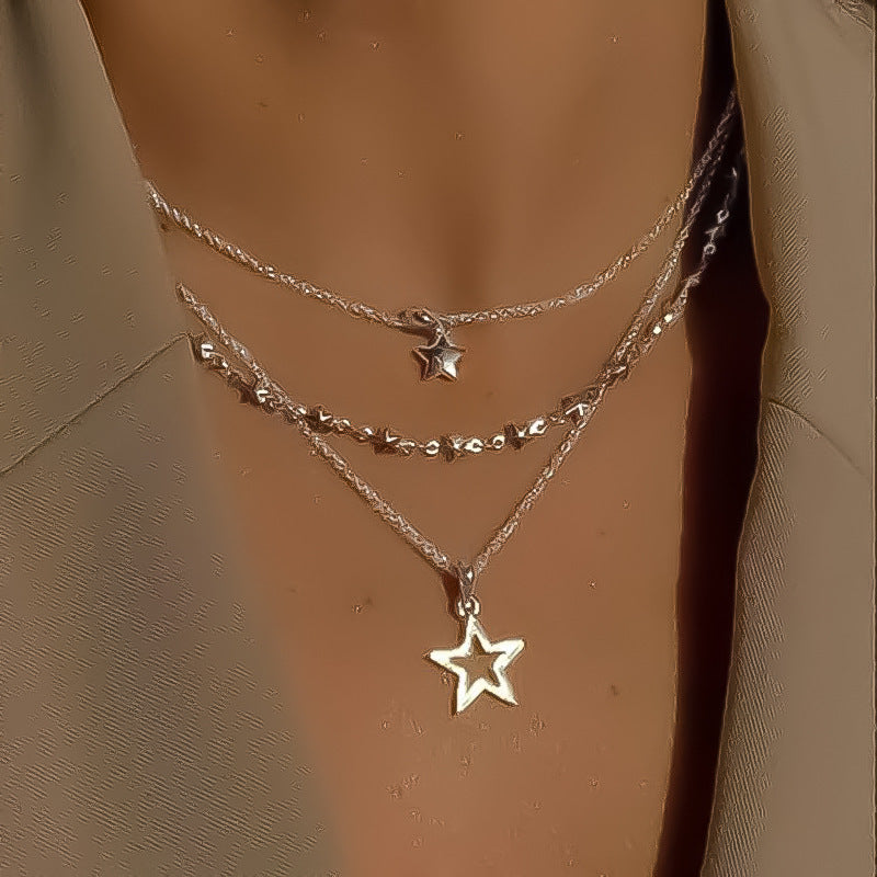 Ins Style Star Pendant Necklace – Women’s Alloy Water Wave Chain - Dazzling Beauty Solution