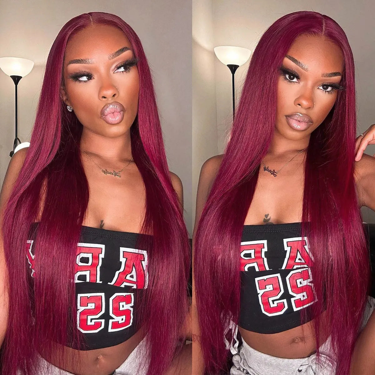 99J Burgundy Straight / Body Wave 4x4 Lace Closure Human Hair Wig