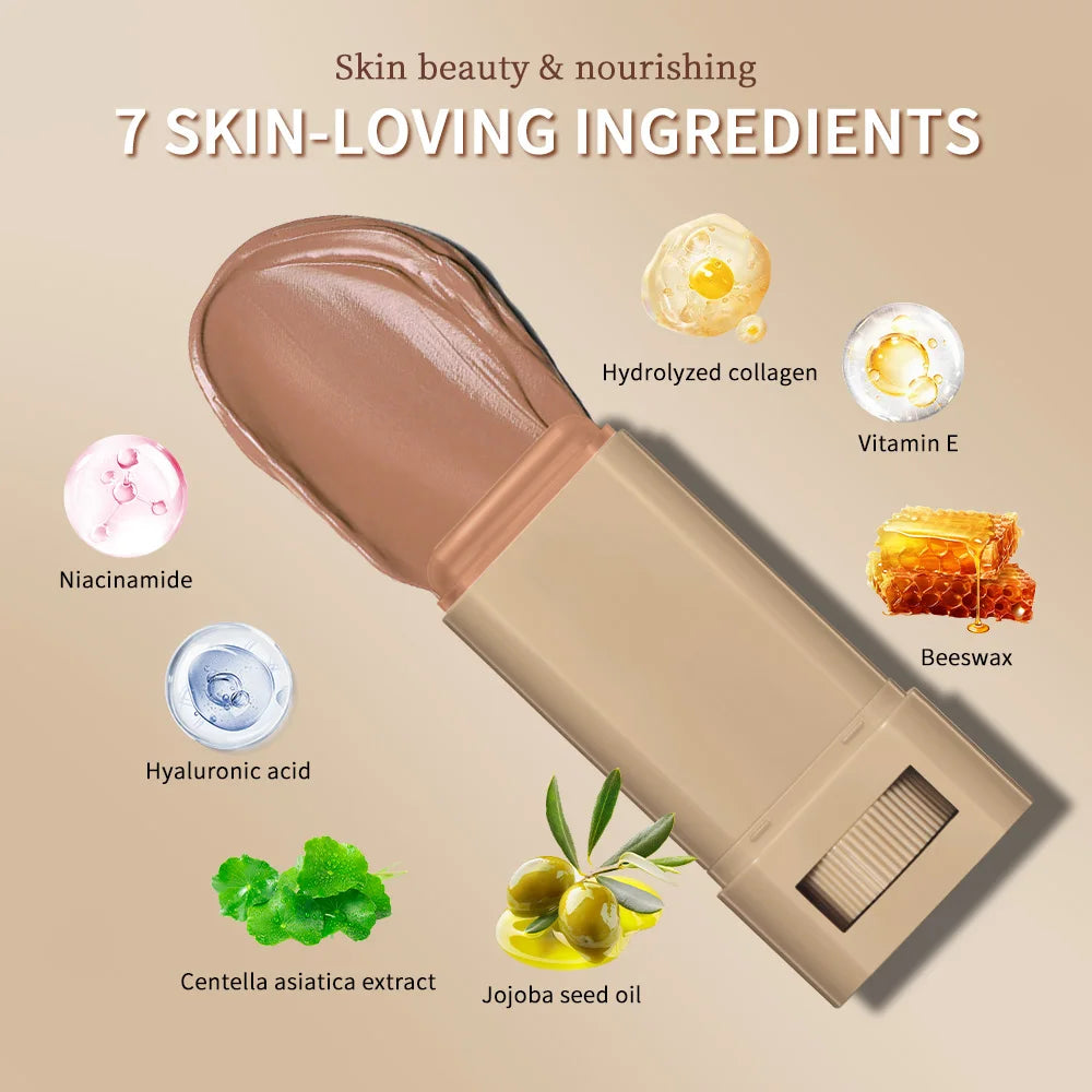 Foundation Tint Stick Balm Serum Boosted Skin Tint Moisturizing Silky Texture Foundation Stick Plumper Travel 6 Colors Stick Ma