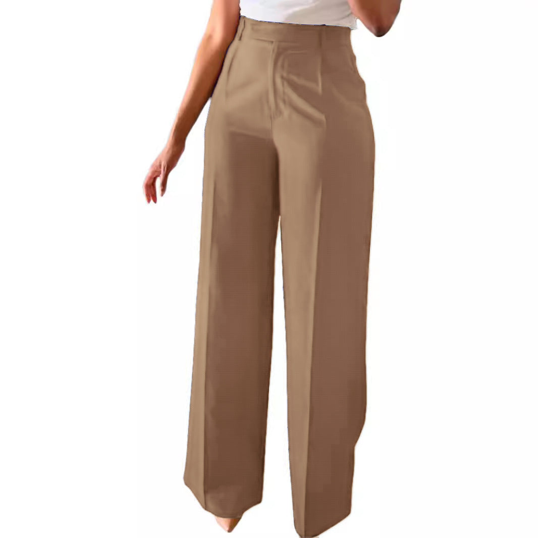Women's High Waist Wide-Leg Pants - Straight Leg Trousers