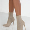 Women's Pointed-Toe Knitted Stretch Boots - High Heel Stiletto Booties