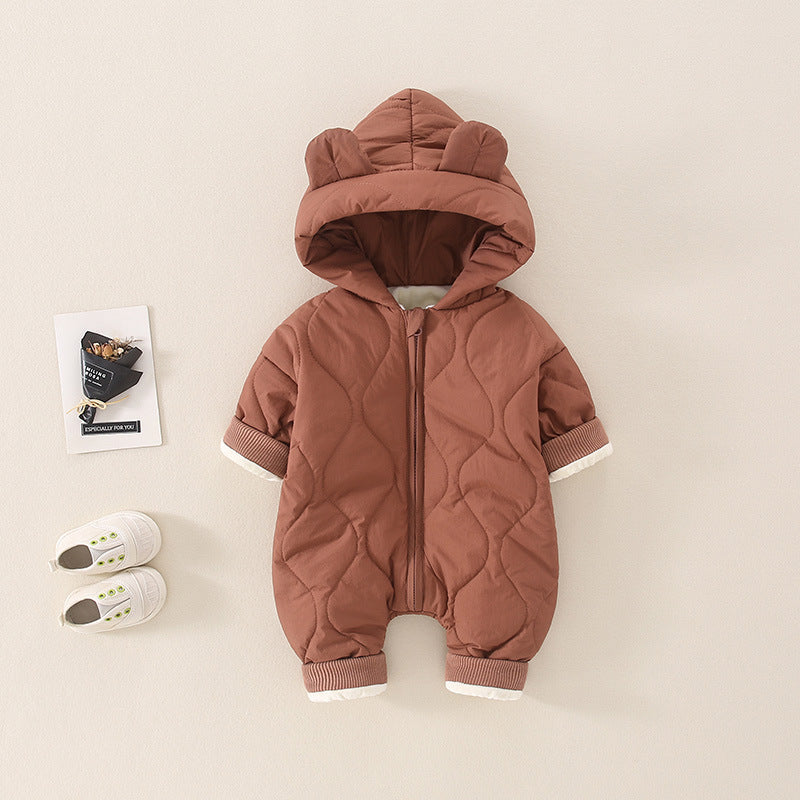 Baby Winter Hooded Jumpsuit with Ears – Warm Quilted Romper for Boys & Girls - Dazzling Beauty Solution