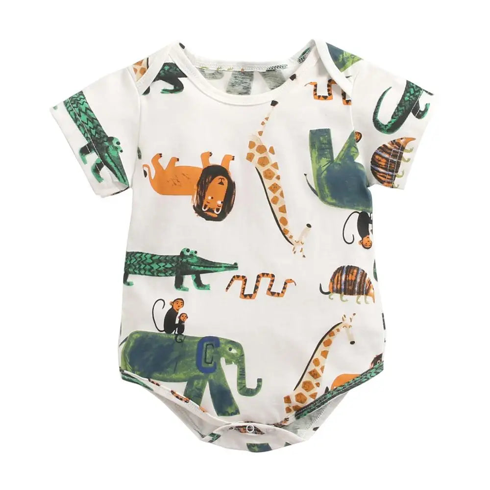 Baby Boys Girls Bodysuits Summer Cotton Toddler Clothes Cartoon Unisex Short Sleeve