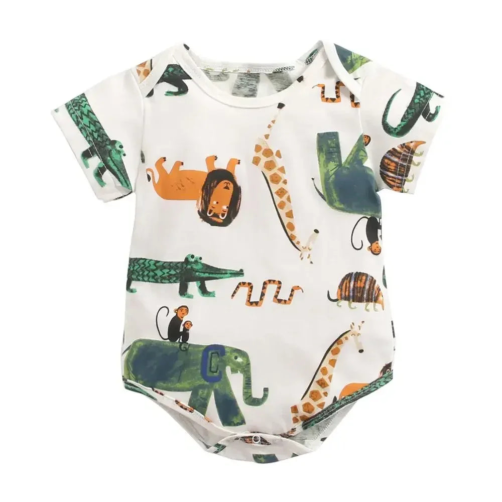Baby Boys Girls Bodysuits Summer Cotton Toddler Clothes Cartoon Unisex Short Sleeve - Dazzling Beauty Solution
