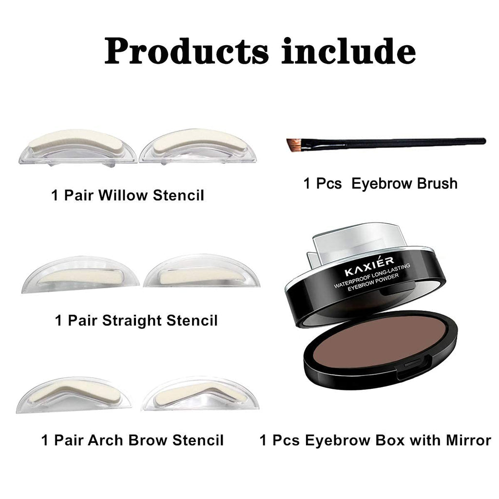 Waterproof Eyebrow Stamp Powder Kit with Stencils & Mirror