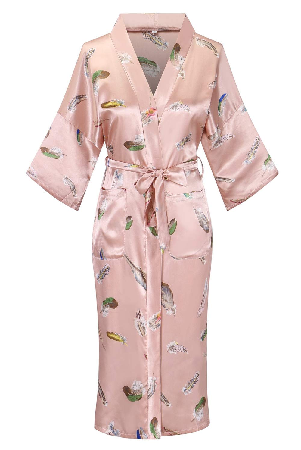 Women's Floral/Patterned Silky Kimono Robes Long Satin Bathrobes Sleepwear Loungewear
