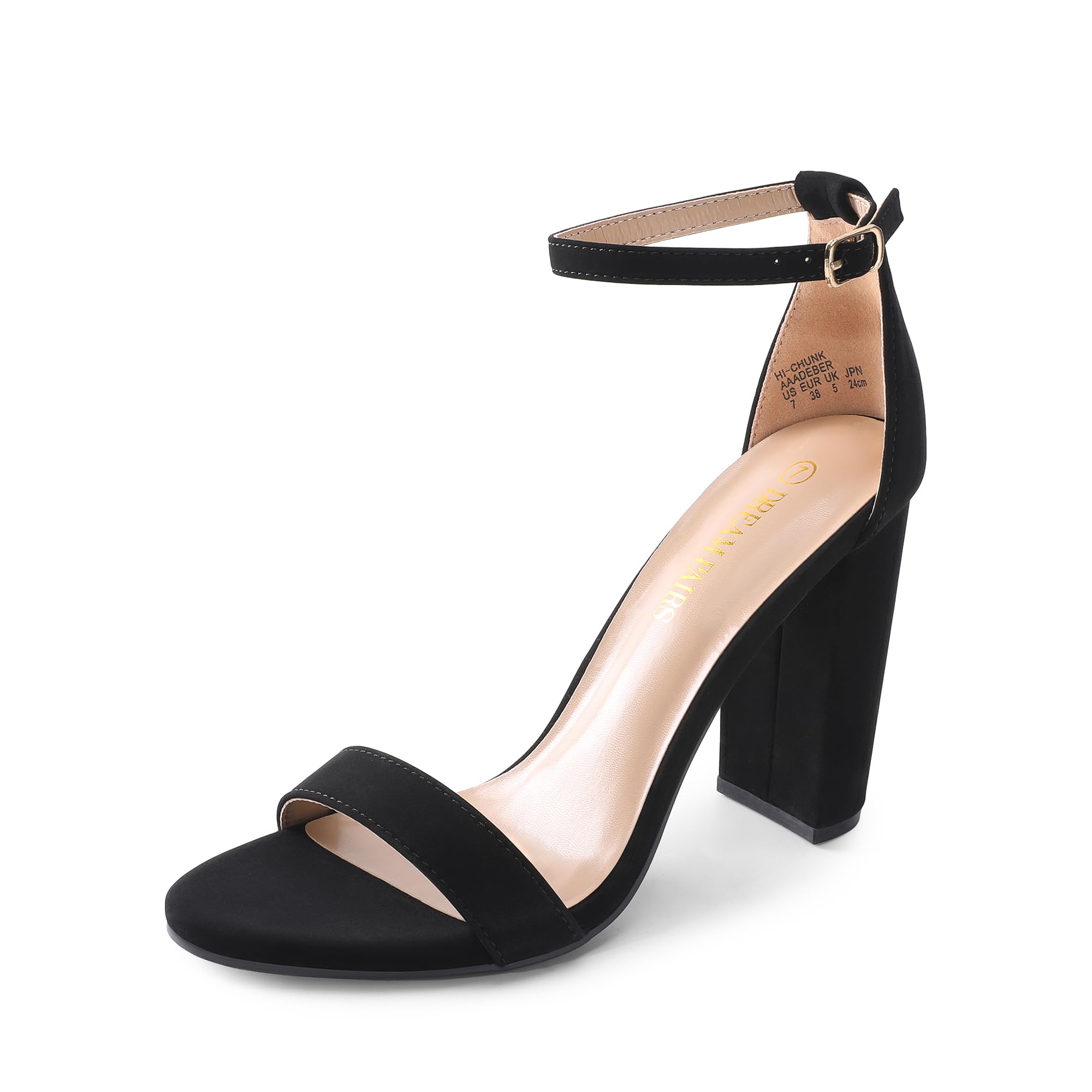 DREAM PAIRS Women's Hi-Chunk 4" Chunky Heel Sandals | Open Toe Ankle Strap | Vegan Leather