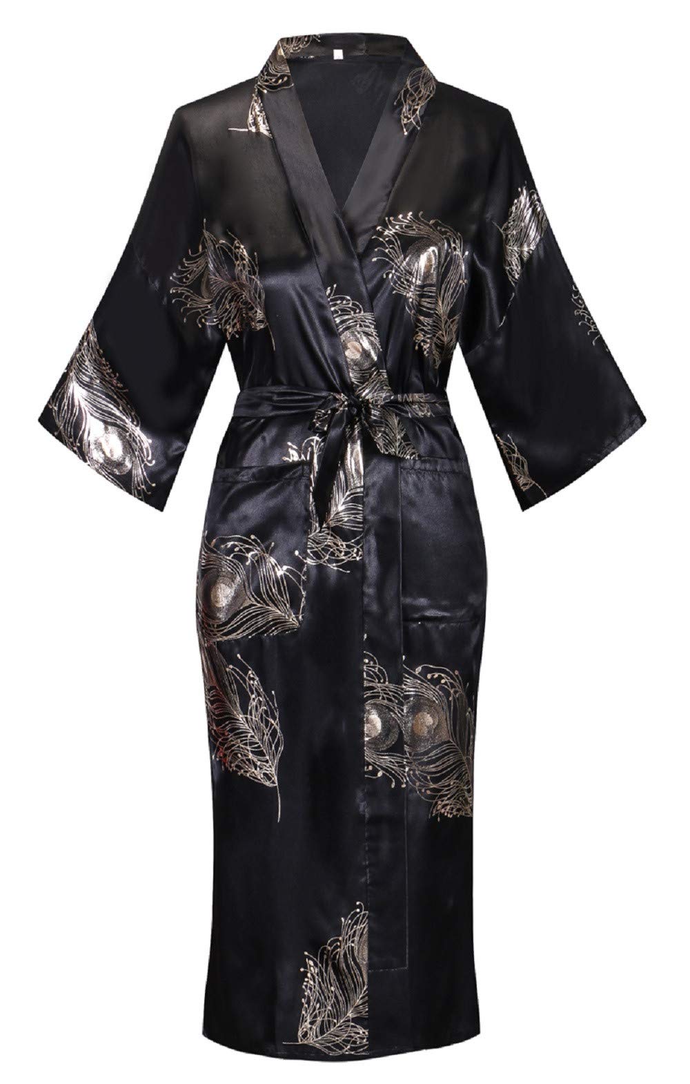 Women's Floral/Patterned Silky Kimono Robes Long Satin Bathrobes Sleepwear Loungewear