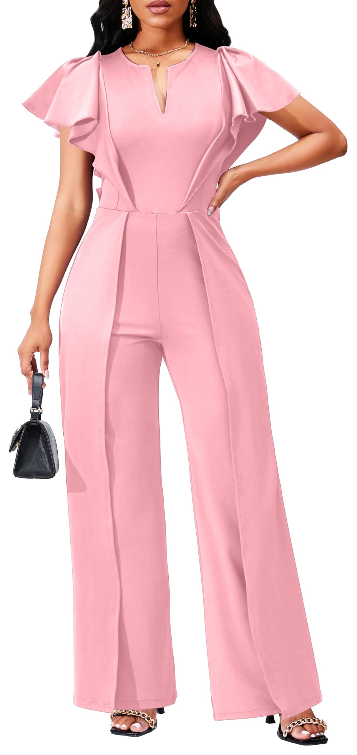 Women's Elegant Jumpsuit – Dressy Formal Long Pants Business Jumpsuit