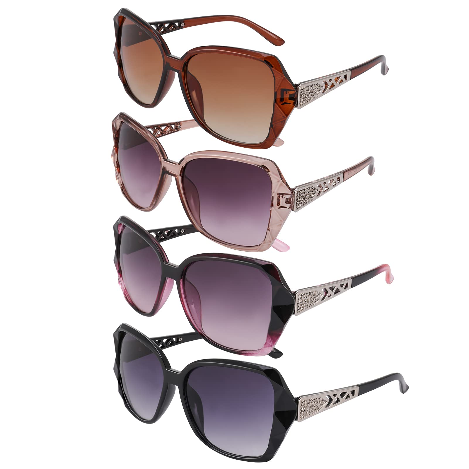 Oversized Rhinestone Sunglasses Set - Dazzling look.