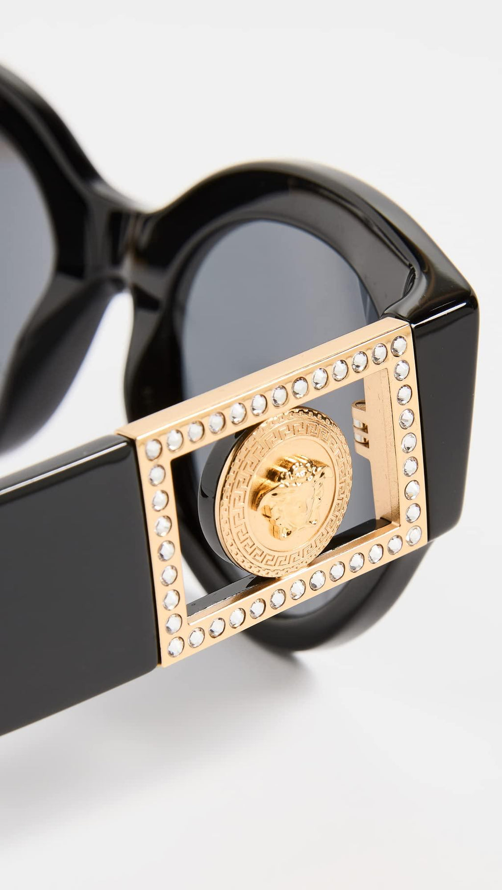 Versace VE4438B Round Sunglasses – Black Frame Grey Lens