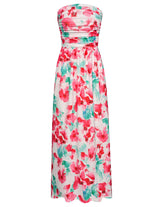 Women's Strapless Pleated Maxi Dress with Pockets