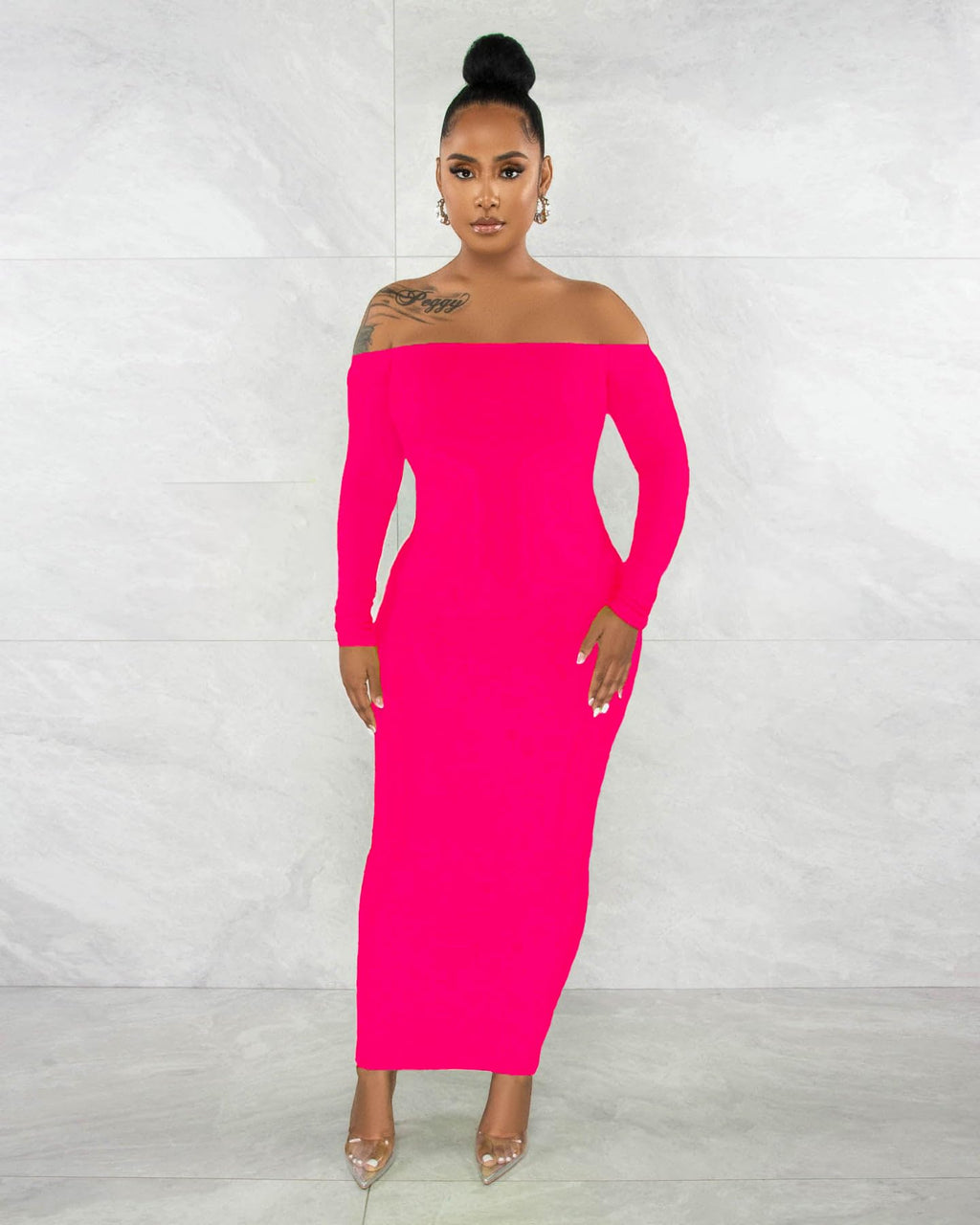 New-Women's Off Shoulder Long Sleeve Bodycon Maxi Dress - Sexy Backless Party Dress