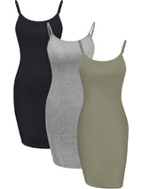 3-Piece Basic Cami Tank Set - Women's Long Adjustable Strap Tops (S-XXL)