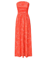 Women's Strapless Pleated Maxi Dress with Pockets