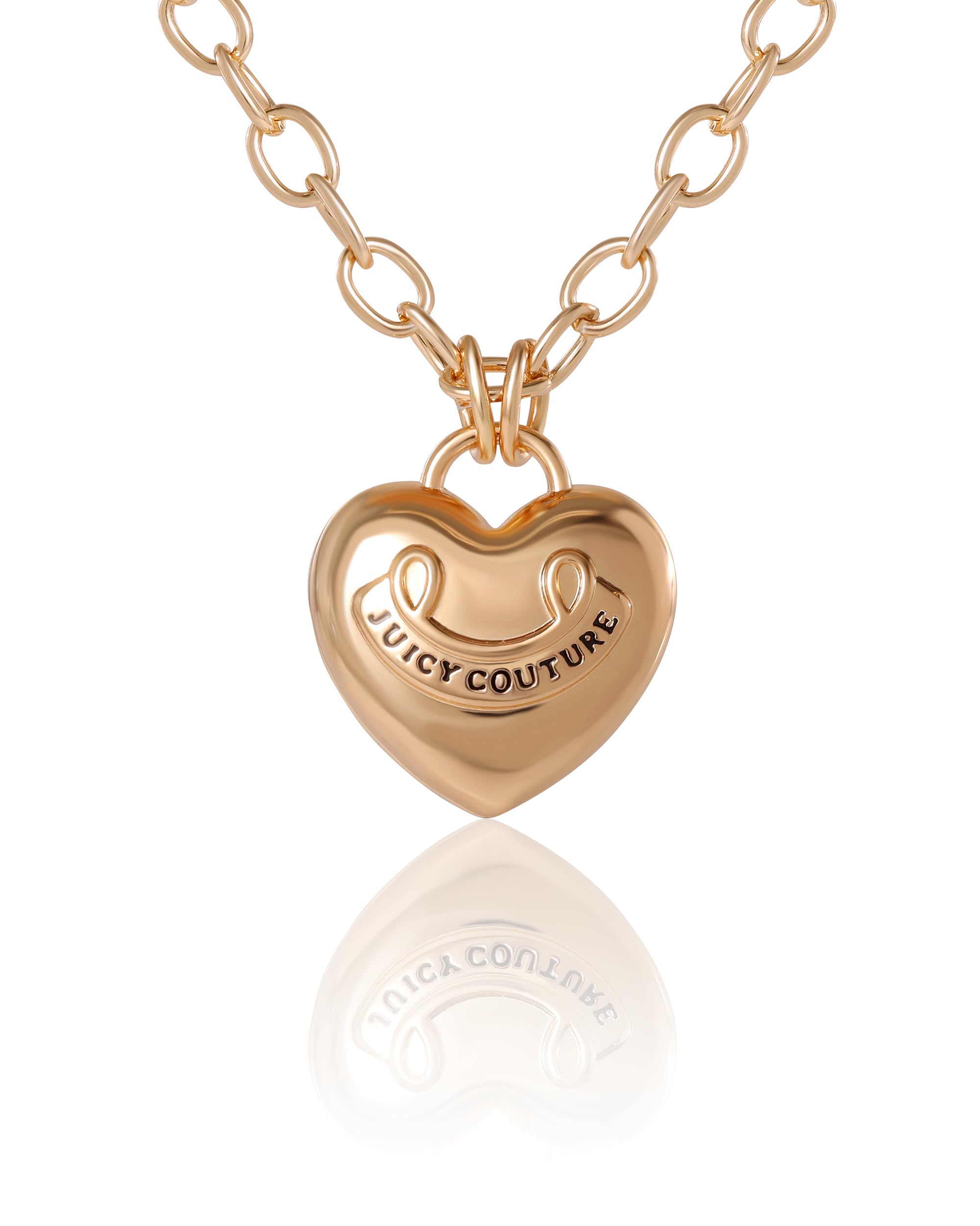 Juicy Couture Gold-Tone Logo Heart Pendant Necklace for Women