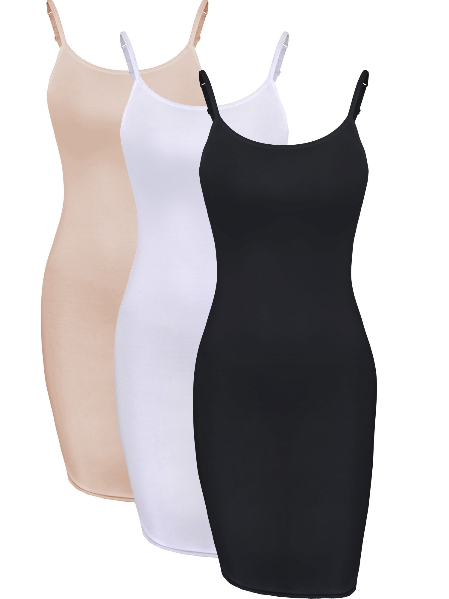 3-Piece Basic Cami Tank Set - Women's Long Adjustable Strap Tops (S-XXL)