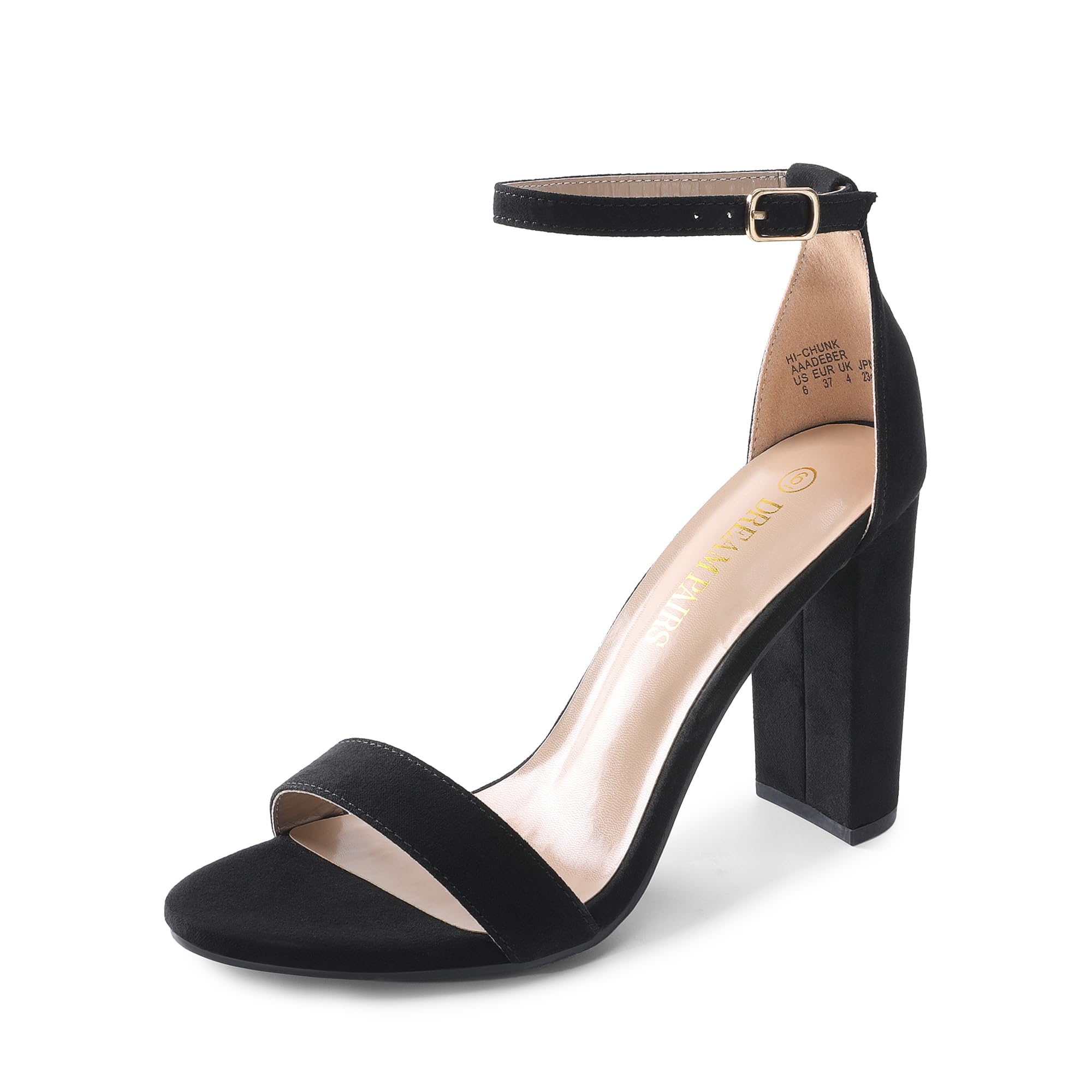 DREAM PAIRS Women's Hi-Chunk 4" Chunky Heel Sandals | Open Toe Ankle Strap | Vegan Leather