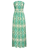 Women's Strapless Pleated Maxi Dress with Pockets
