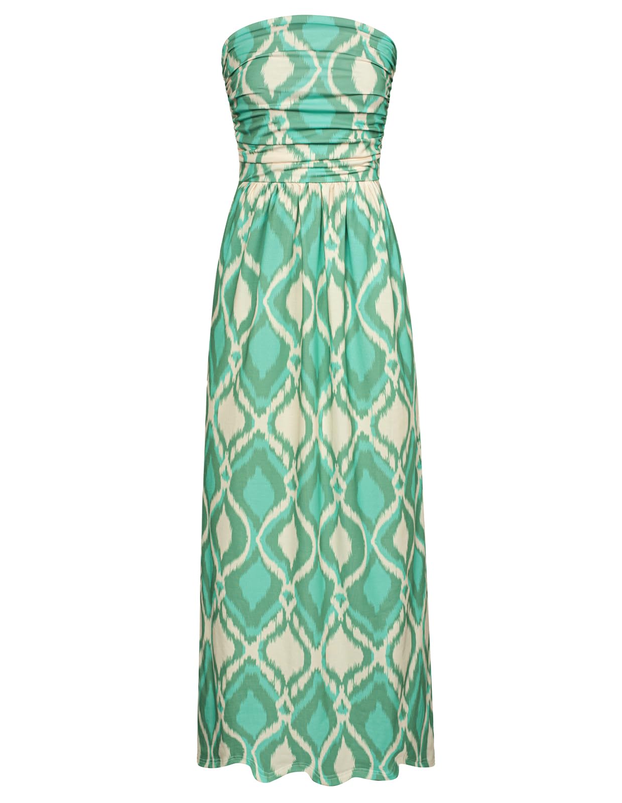 Women's Strapless Pleated Maxi Dress with Pockets