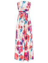 Women's Strapless Pleated Maxi Dress with Pockets