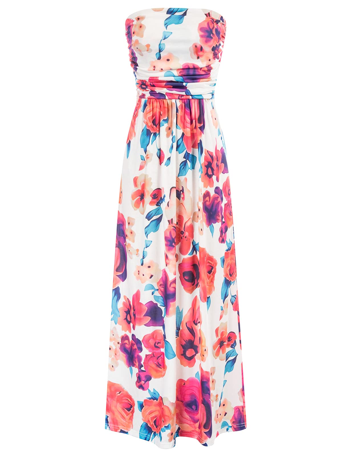 Women's Strapless Pleated Maxi Dress with Pockets