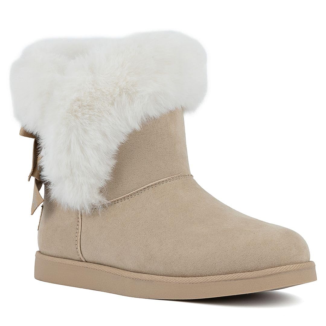 Juicy Couture Women's Slip-On Winter Snow Boots | Faux Fur Lined | Warm Fashion Booties | Sizes 5–12