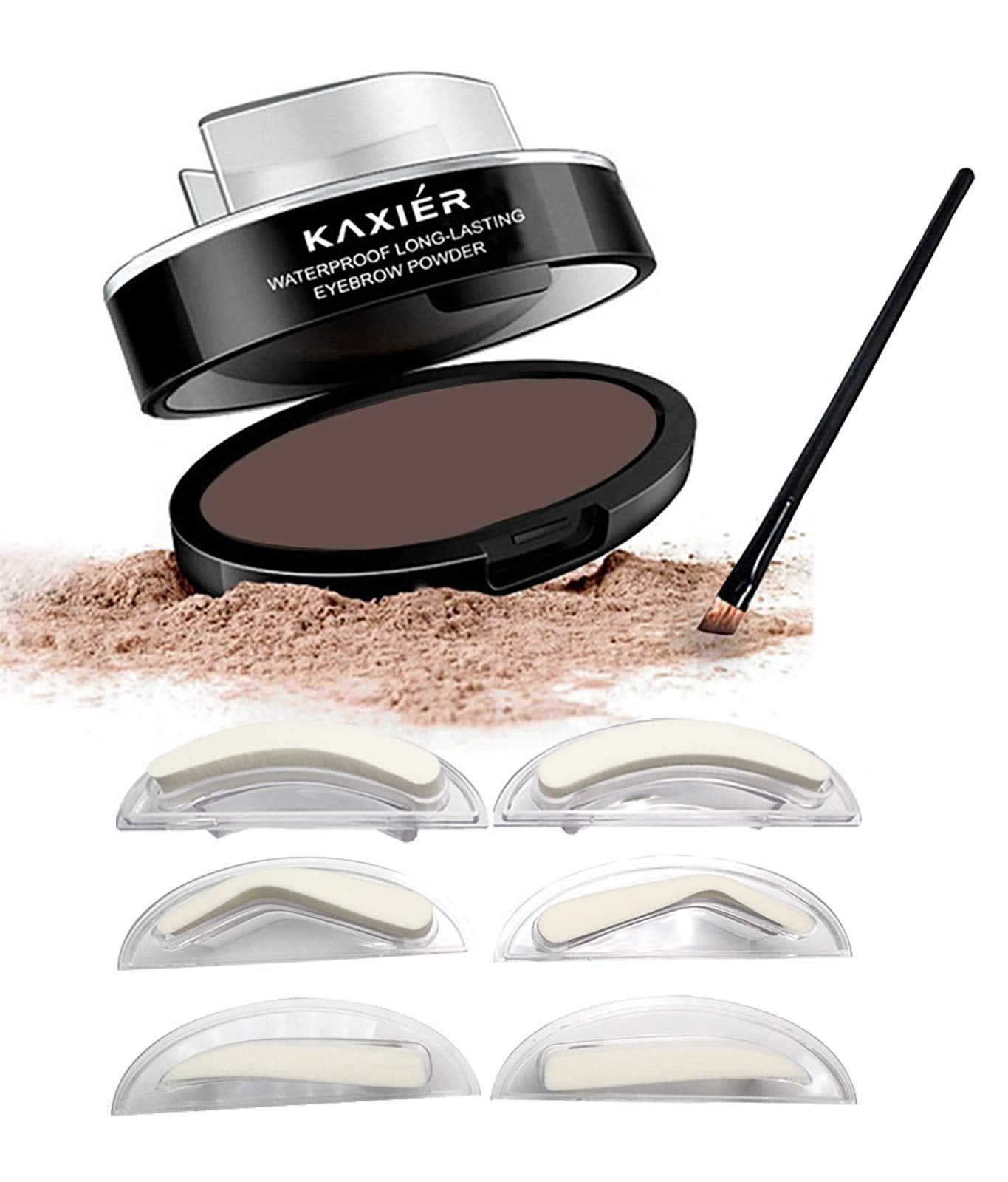 Waterproof Eyebrow Stamp Powder Kit with Stencils & Mirror