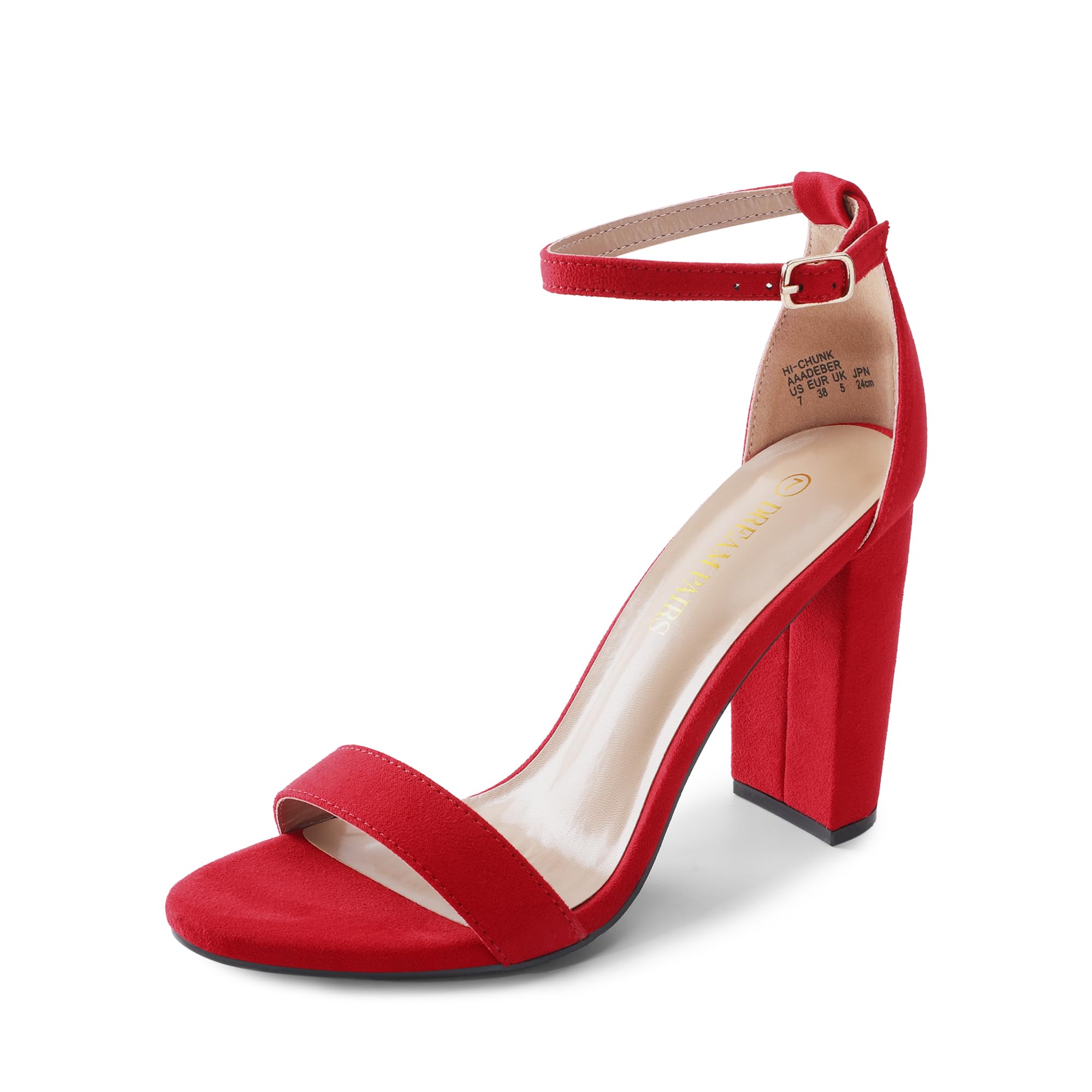 DREAM PAIRS Women's Hi-Chunk 4" Chunky Heel Sandals | Open Toe Ankle Strap | Vegan Leather