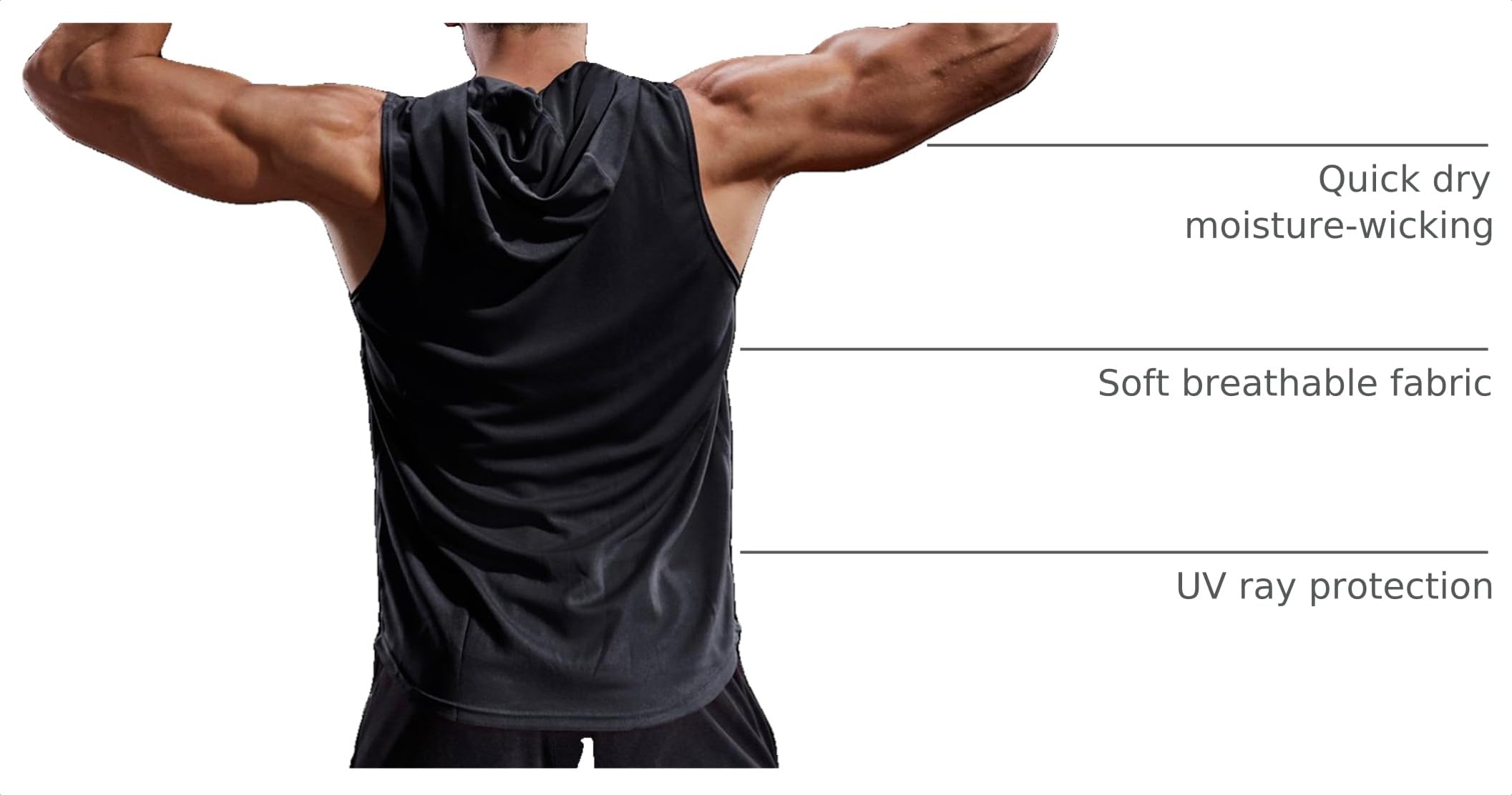 NELEUS Men's Dry Fit Hooded Muscle Tank Top - Athletic Workout Running Shirt 3-Pack