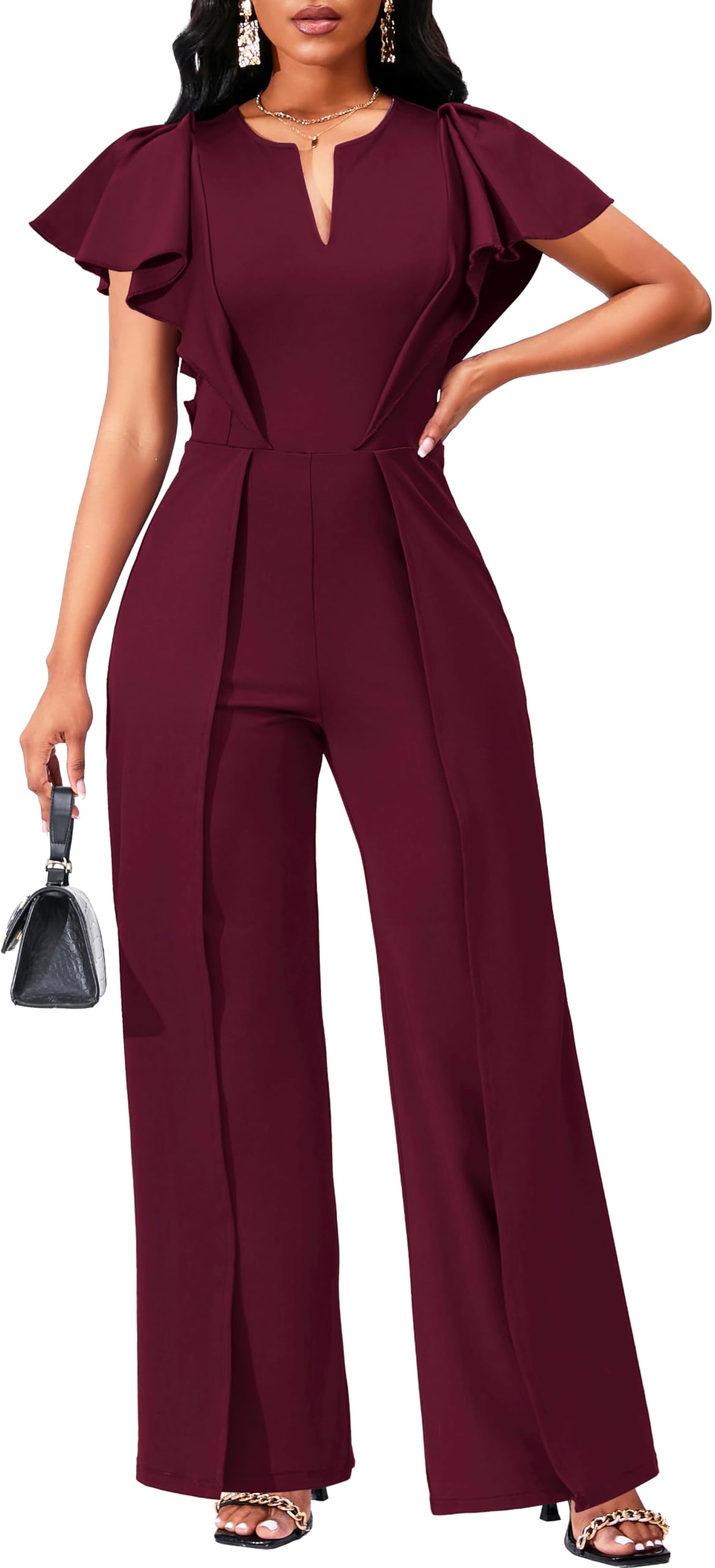 Women's Elegant Jumpsuit – Dressy Formal Long Pants Business Jumpsuit
