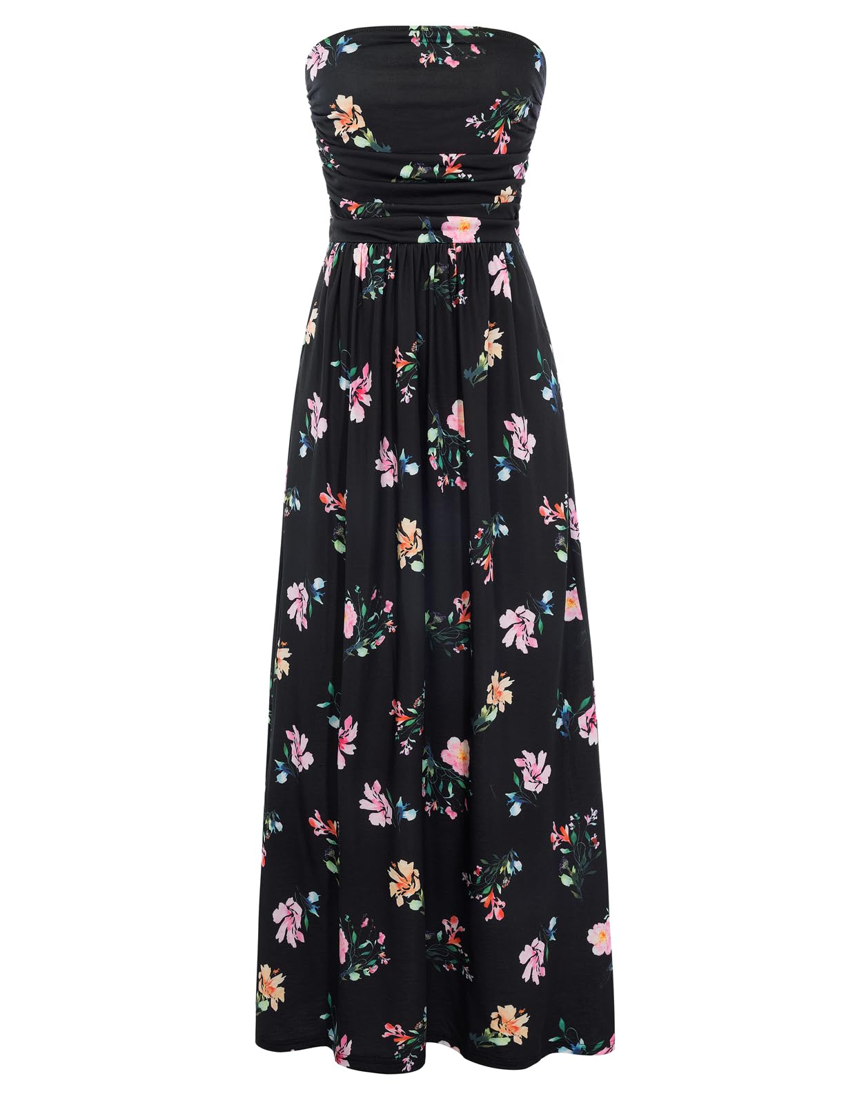 Women's Strapless Pleated Maxi Dress with Pockets