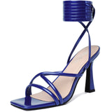 Mostrin Women's Strappy Lace-Up Stiletto Heels – Square Open Toe High Heel Sandals