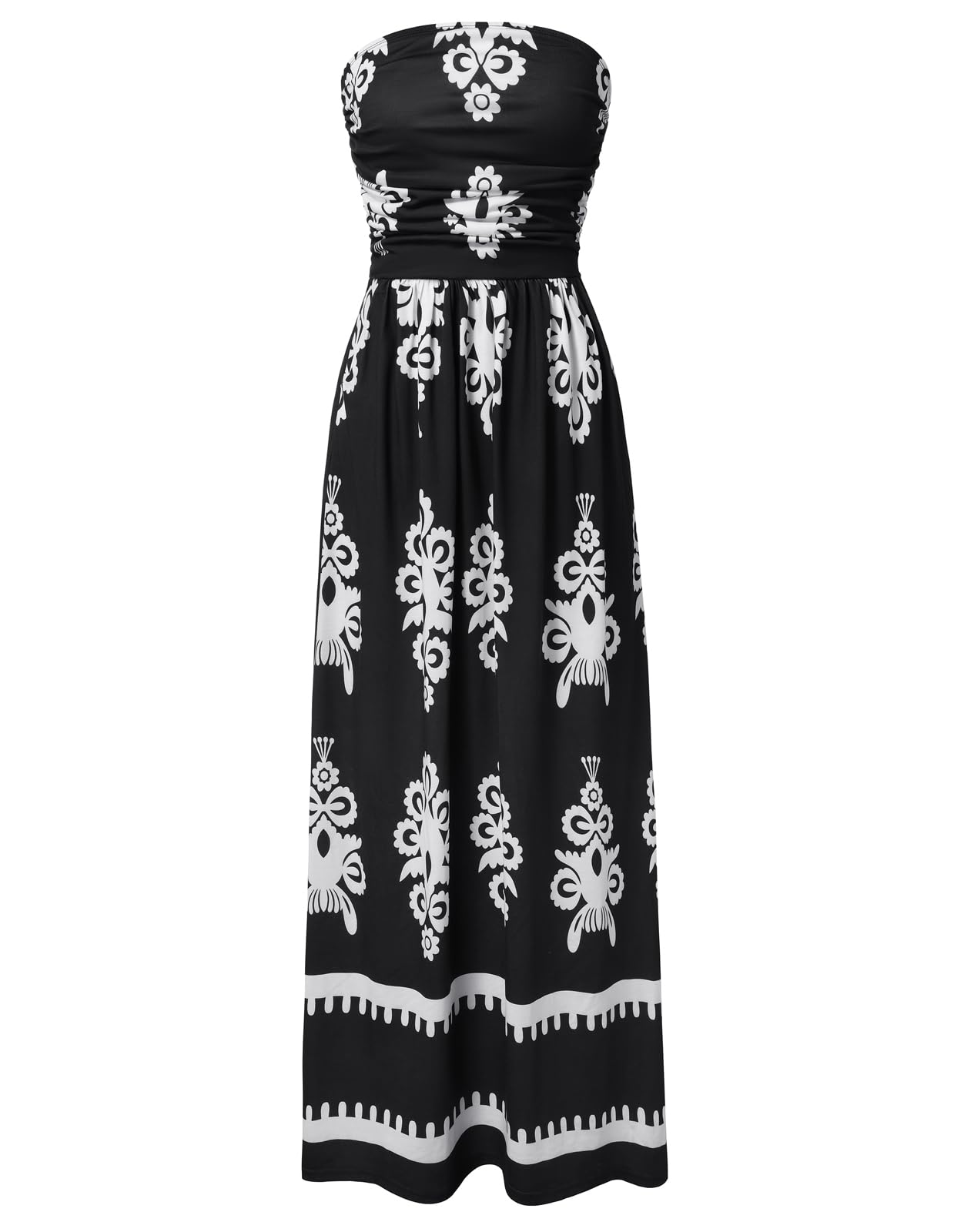 Women's Strapless Pleated Maxi Dress with Pockets