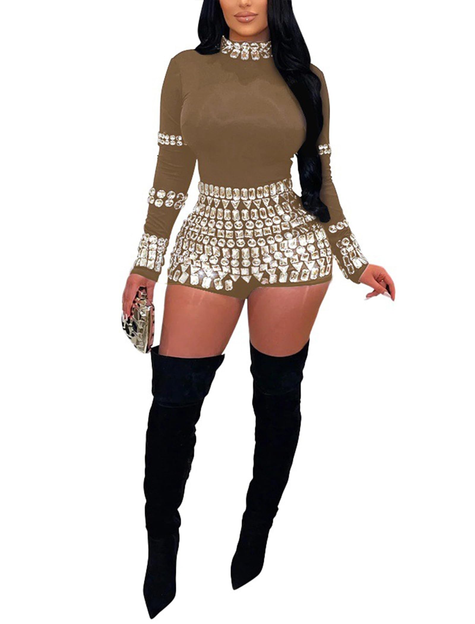 Chicyes Jumpsuits For Women One Piece Sexy Long Sleeve Birthday Outfits