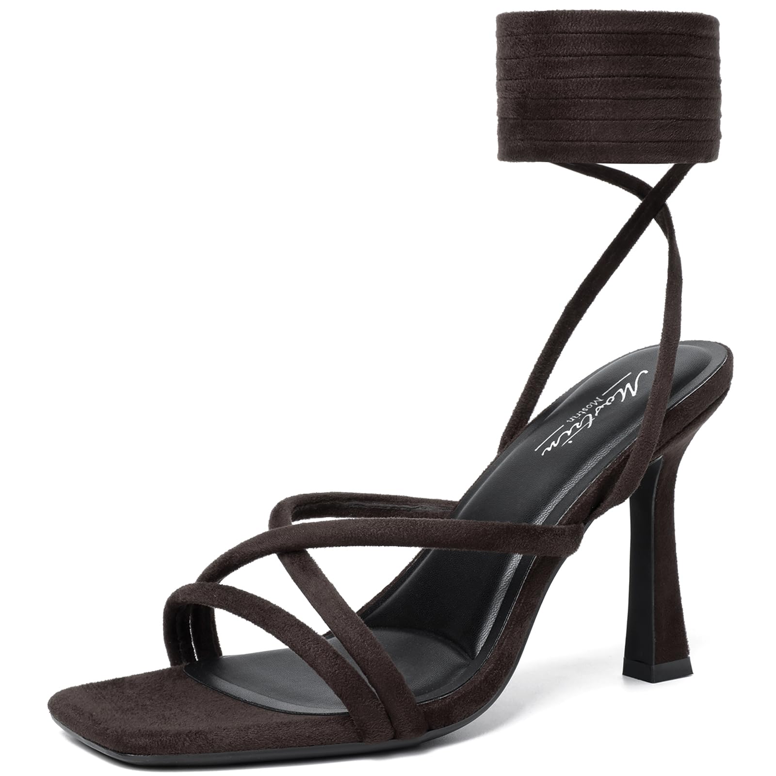 Mostrin Women's Strappy Lace-Up Stiletto Heels – Square Open Toe High Heel Sandals