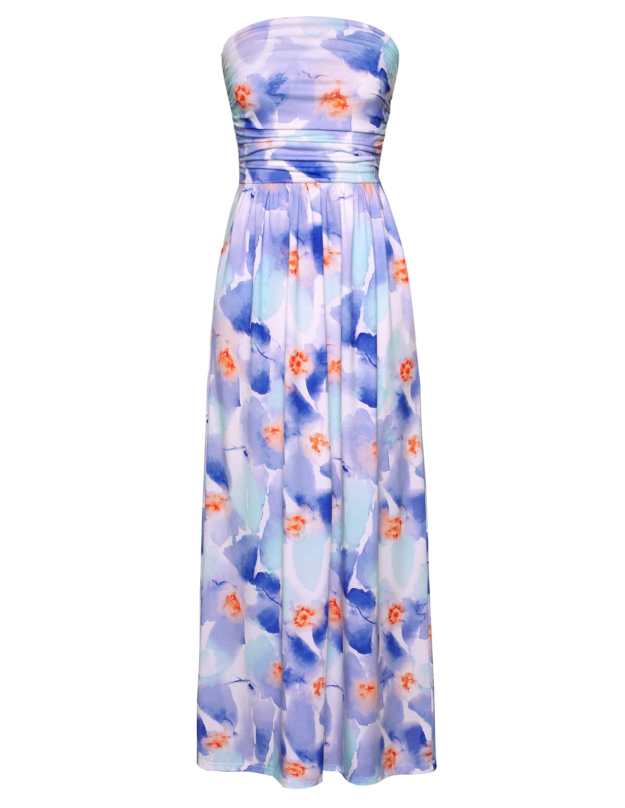 Women's Strapless Pleated Maxi Dress with Pockets