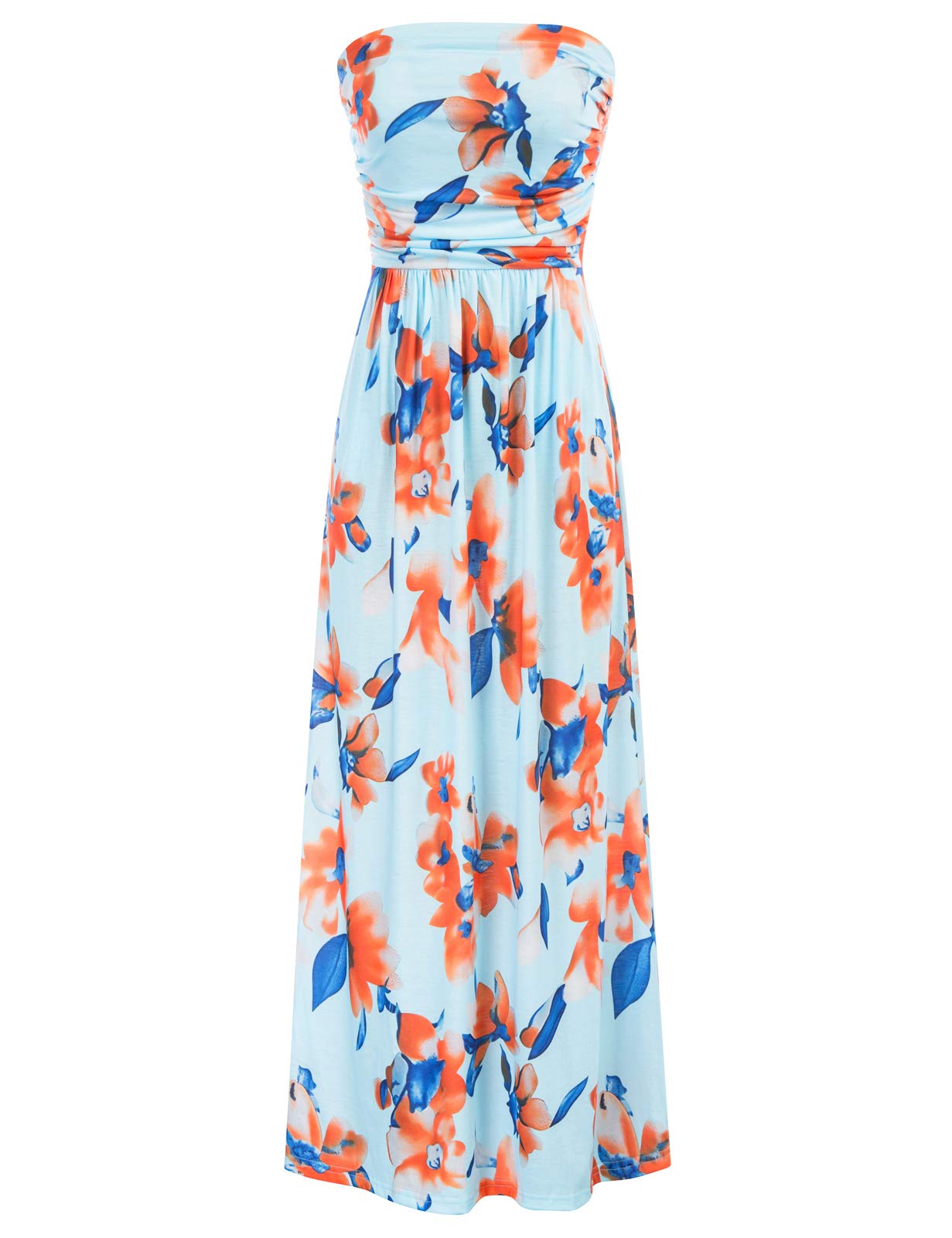 Women's Strapless Pleated Maxi Dress with Pockets