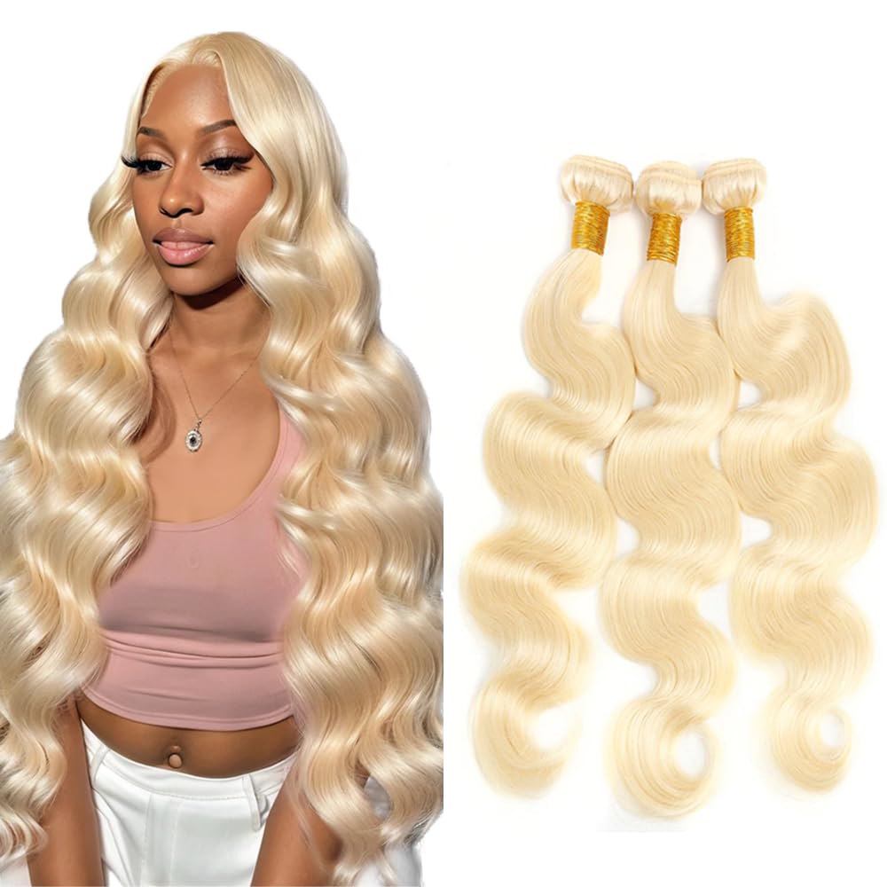 YOUNGHANN Brazilian P4/613 Body Wave Human Hair Bundles – Highlight Blonde Virgin Hair