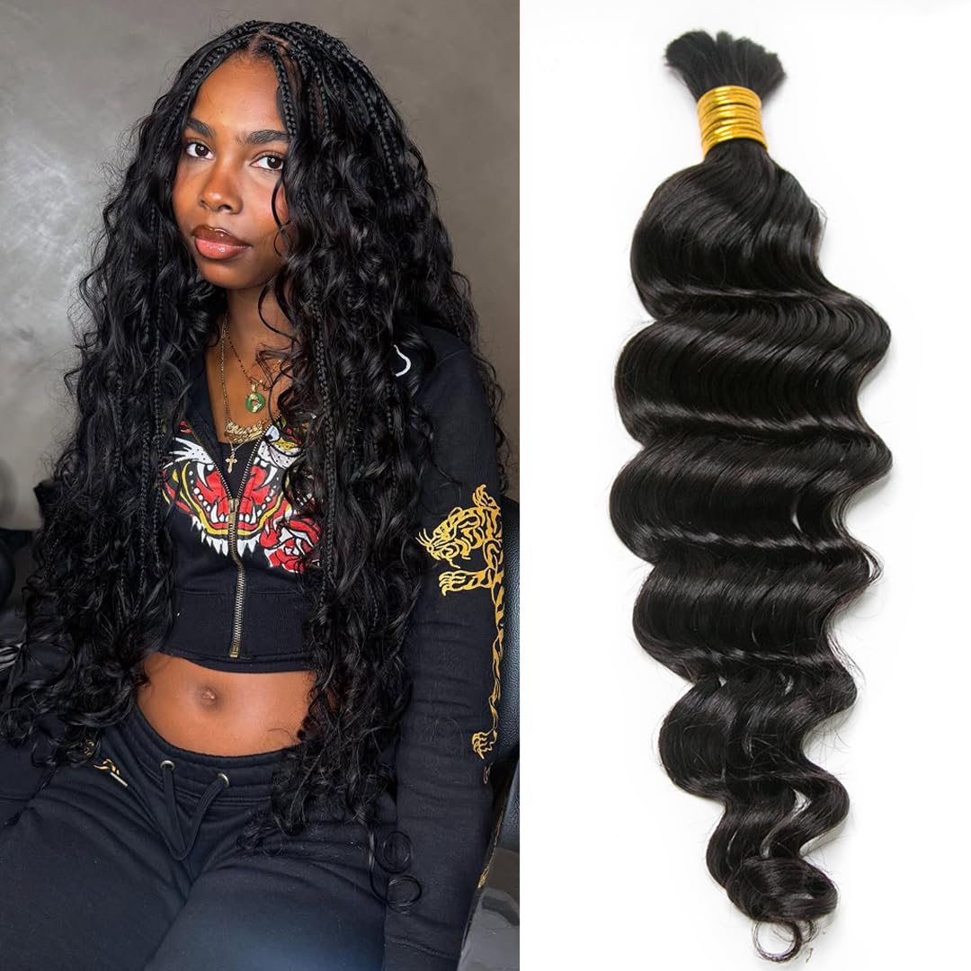 YWIGS 100% Human Braiding Hair 100g – Boho Knotless Braids, Deep Wave, Water Wave & More