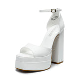 DREAM PAIRS Women's 5.5" Chunky Block Platform Heel Sandals | Open Square Toe Ankle Strap