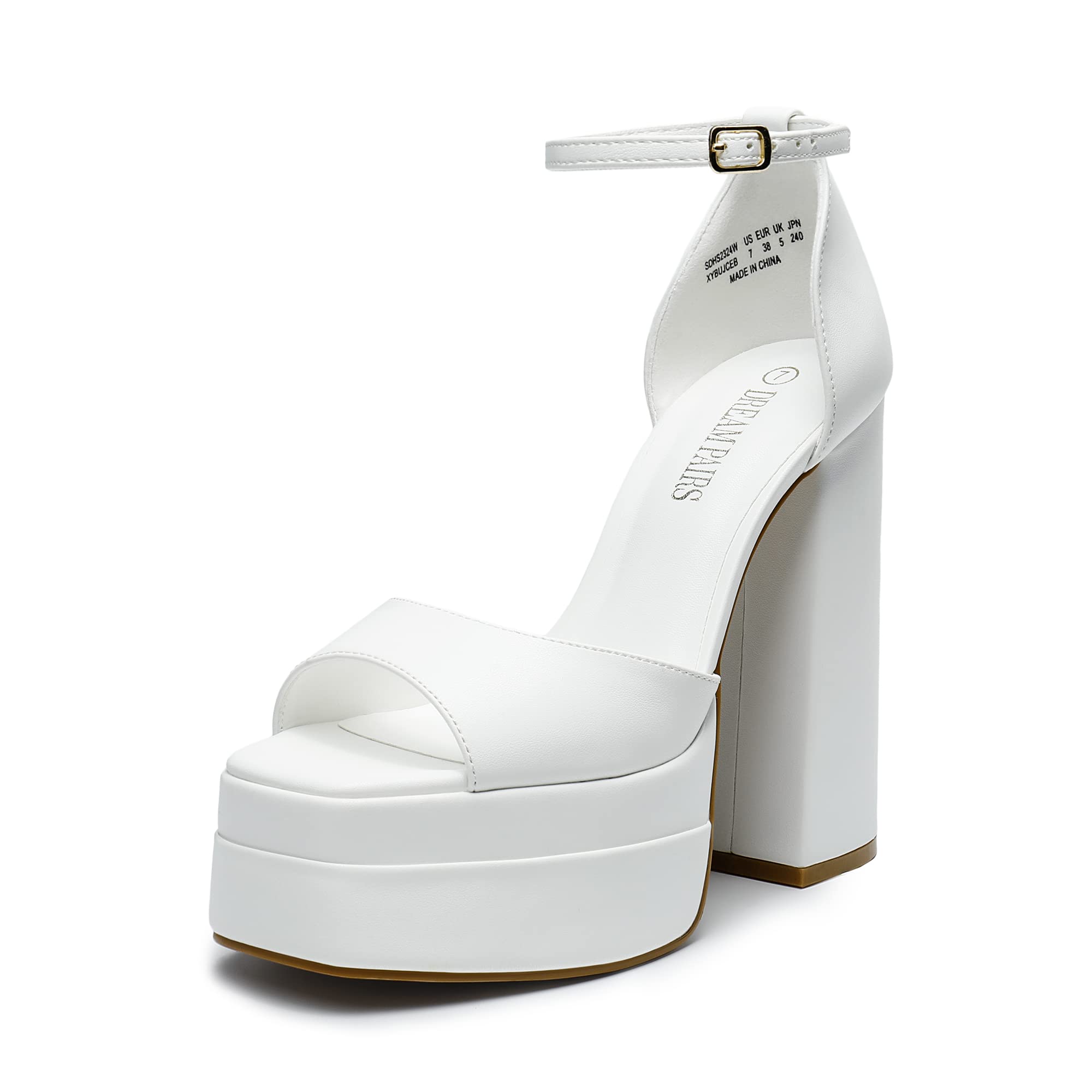 DREAM PAIRS Women's 5.5" Chunky Block Platform Heel Sandals | Open Square Toe Ankle Strap