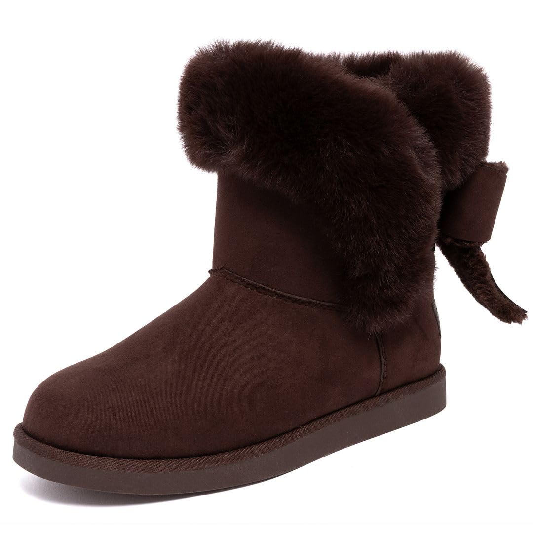 Juicy Couture Women's Slip-On Winter Snow Boots | Faux Fur Lined | Warm Fashion Booties | Sizes 5–12