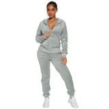 Women's 2-Piece Velour Tracksuit – Hooded Zip Crop Top & Jogger Pants