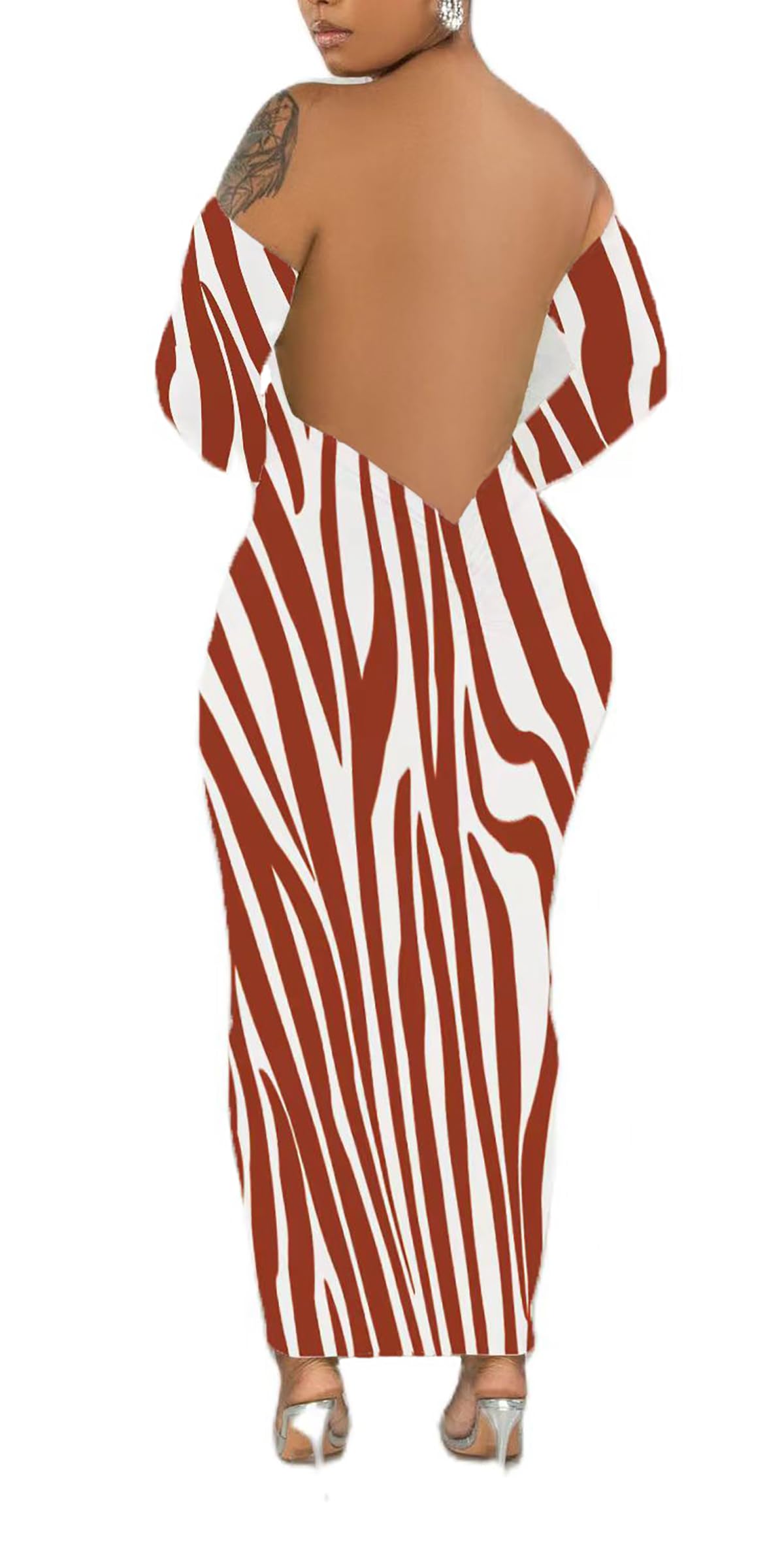 New-Women's Off Shoulder Long Sleeve Bodycon Maxi Dress - Sexy Backless Party Dress