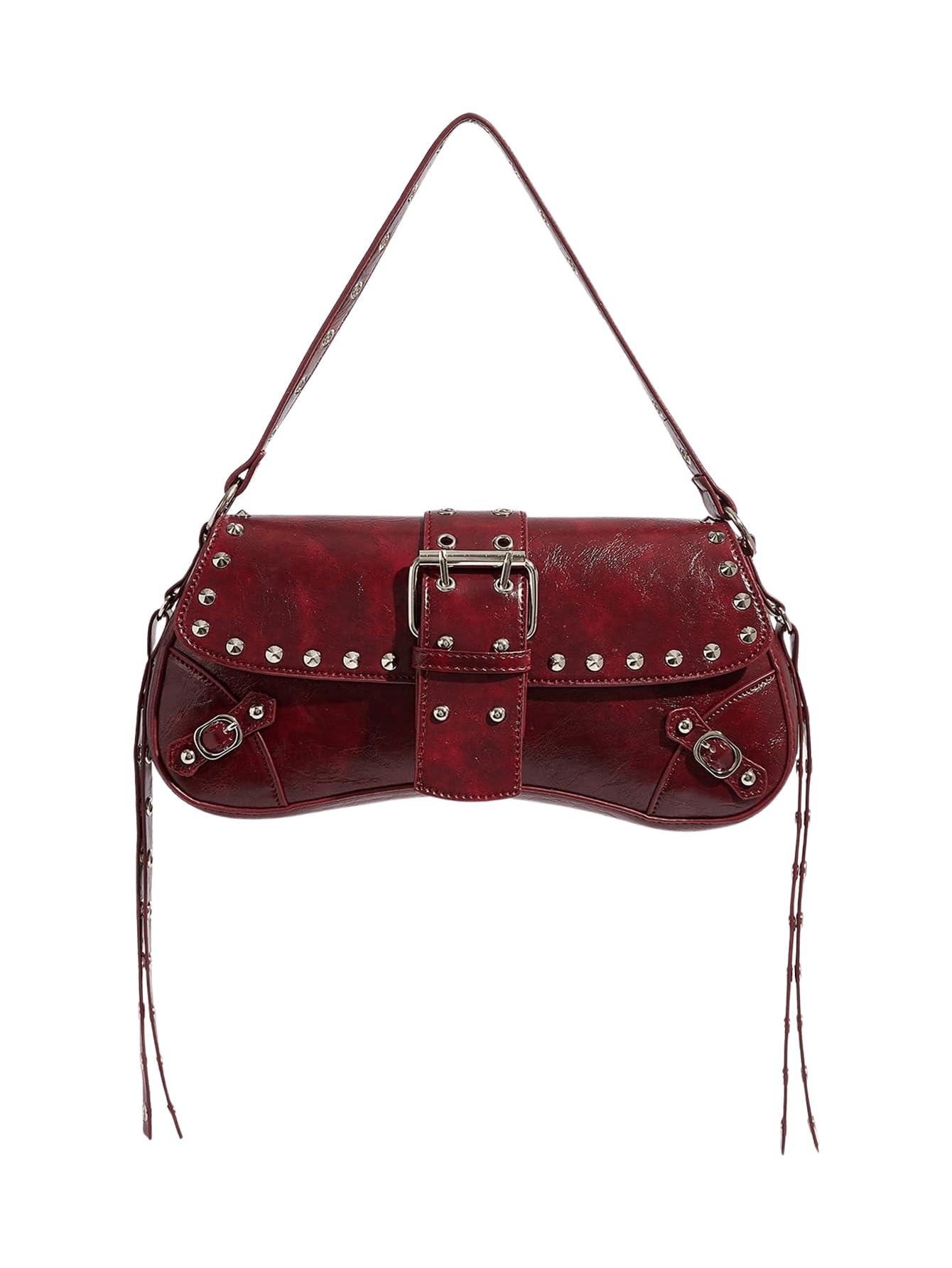Verdusa Women's Y2K Studded Punk Shoulder Bag | Goth Faux Leather Purse | 15 Colors