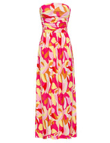 Women's Strapless Pleated Maxi Dress with Pockets