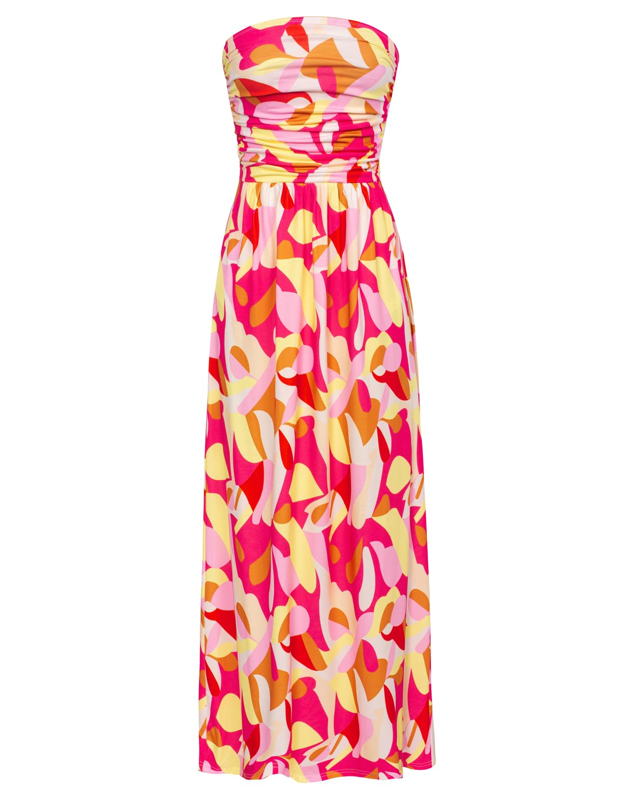 Women's Strapless Pleated Maxi Dress with Pockets